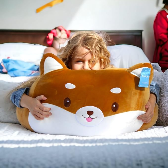 WORLD OF PLUSH 29-Inch Jumbo Shiba Inu Plush – Giant Stuffed Dog Toy, Squishy & Soft Cuddle Buddy for Kids & Adults – Kawaii Dog Pillow, for Girls, Boys, Pet Lovers, Home Decor