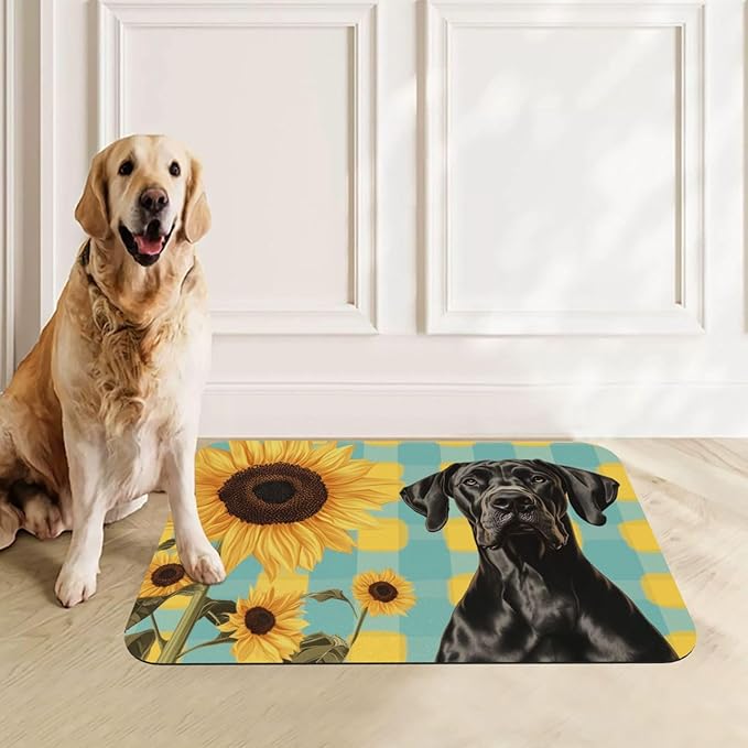 Great Dane Food Mat for Floors Waterproof,Quick Dry Anti-Slip Dog Bowl Mats for Food and Water,Pet Feeding Mats,Pet Placemat for Messy Drinkers to Protect Floors,Pets Supplies 23.62×15.75in