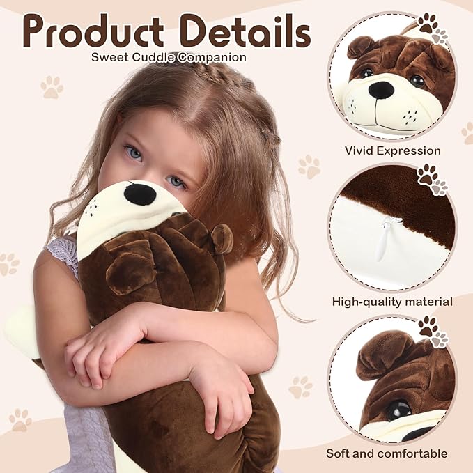 Vertintong 23.6" Huggable Dog Plush, Cute Stuffed Animal, Soft Adorable Cuddle Companion for Kids, Easter Birthday Plush Pillow Gift for Boys and Girls
