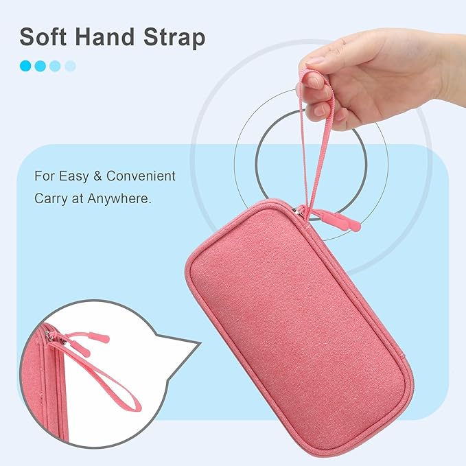 Lacdo USB Flash Drive Case Thumb Drive Holder Case Organizer Portable Electronic Accessories Storage Bag for SanDisk/SamData/Samsung USB Flash Drives Jump Drive Memory Stick, SD Card, Cable, Pink