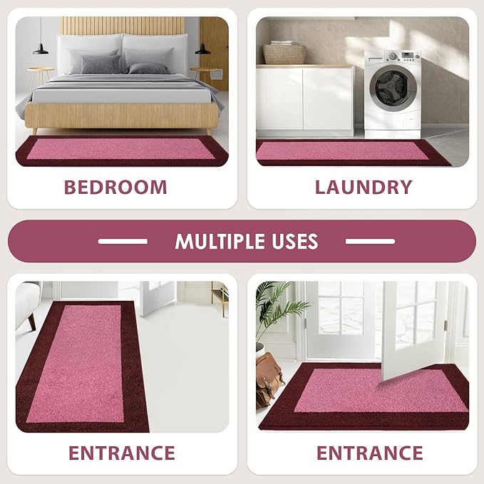 DOMUSTEX Machine Washable Throw Rug 24" x 36", Non Slip Kitchen Mat for Floor, Absorbent Entryway Rug for Kitchen, Bathroom, Door