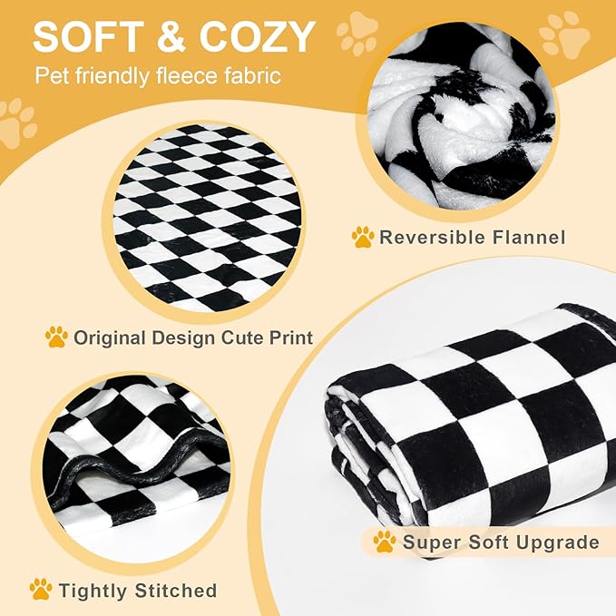 Gowyeg Dog Blanket for Puppy Accesssories Boy, 43"x30" Dog Stuff for Small Kitten Indoor Cats, Washable Soft Puppy Essentials Supplies,Black White