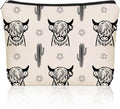 Girlly Western Cow Gifts Makeup Bag: Versatile Highland Cow -Themed Cosmetic Bags，Perfect for Teen Girls, Women & Cowgirl Stuff - Ideal Gift for Travel, Parties, Birthdays, Christmas.