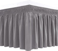 Biscaynebay Wrap Around Bed Skirts for King & Cal King Beds 15" Drop, Silver Grey Adjustable Elastic Dust Ruffles Easy Fit Wrinkle & Fade Resistant Silky Luxurious Fabric Machine Washable