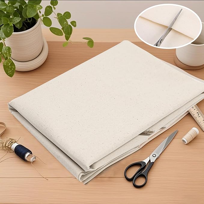 UBCGOTT 100% Cotton Muslin Fabric, 60 Inch X 5 Yards Unbleached Muslin Linen Fabric by The Yard, Draping Fabrics Suitable for Sewing Embroidery, Crafts Material,Garments (Natural)