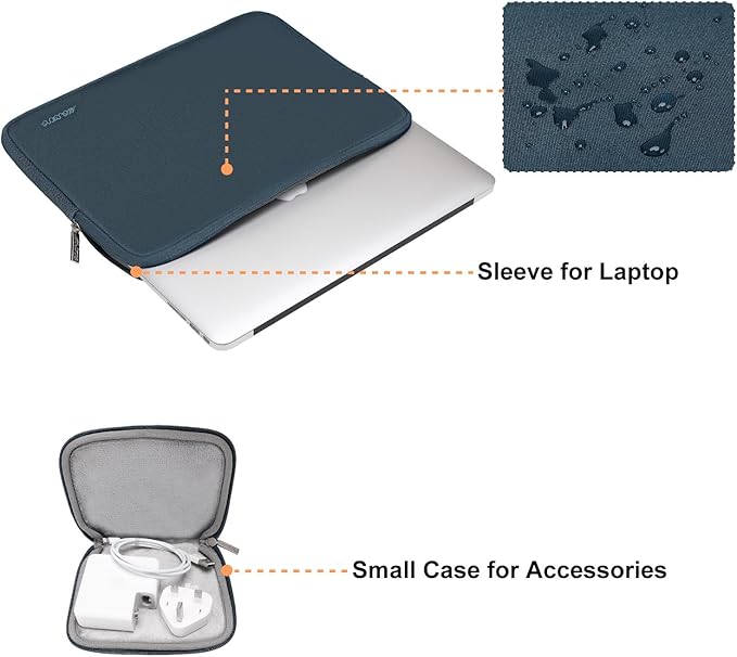 MOSISO Laptop Case 13.3 inch, 13-13.3 inch Laptop Sleeve Bag Compatible with MacBook Air/Pro 13/Pro 14 M5 M4 M3 M2 M1, HP Dell ASUS Lenovo, Neoprene Computer Sleeve Bag with Small Case, Haze Blue