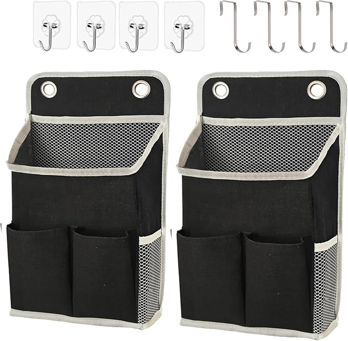 Someteth Hanging Basket for Organizing, Wall Organizer with Pockets and Over The Door Organizer，Can for Home, Closet, Office and Camper (Black2)