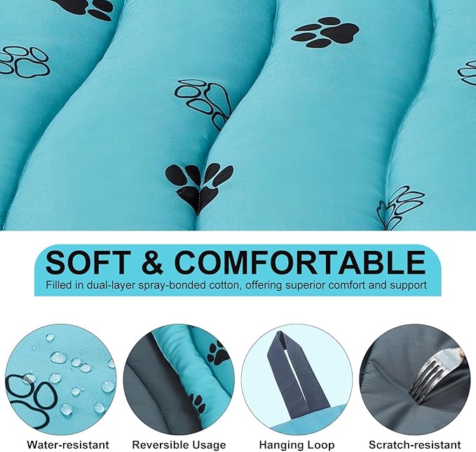 BINGPET Outdoor Travel Dog Bed for Large/Medium Dogs,Portable Waterproof Camping Mat with Carry Bag,Foldable Outside Bed,Machine Washable Indoor Pet Mat for Small,Medium and Large Dogs 35"x51"