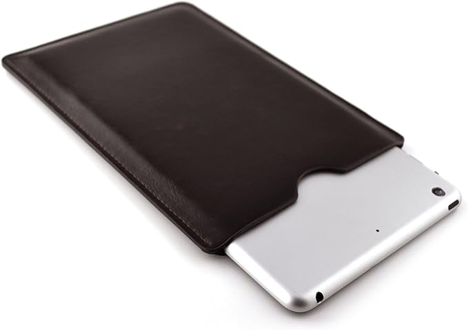 Dockem Executive Sleeve for iPad mini 6, 5, 4, 3, 2, 1: Premium Synthetic Leather Tablet Case: Slim, Microfiber Lined, Professional, Protective Cover (Dark Brown)