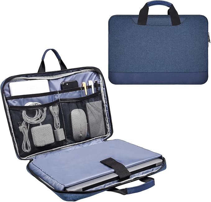 11.6 12.9 Inch Laptop Bag, Men Women Travel Briefcase with Organizer, Waterproof Laptop Sleeve for Lenovo Chromebook 11.6, Surface Pro 7/6/5/4, Macbook Air 13 A2337 A2179, Dell HP ASUS Carry Case,Blue