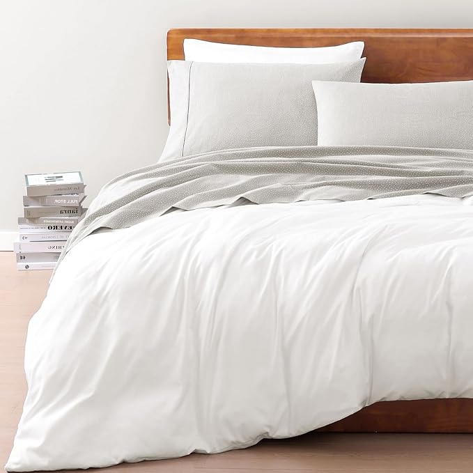 LANE LINEN 100% Organic Cotton Bed Sheets Extra Long Twin, Soft & Comfy Fully Elasticized Percale Perfect for Hospital Bed & Dorm Room, Low Pilling Machine Washable Printed Twin XL Sheet- Snowdrop