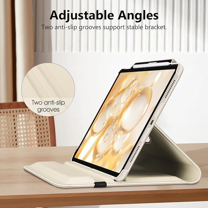 Fintie Rotating Case for iPad Air 13-inch (M3) 2025, (M2) 2024-360 Degree Swiveling Protective Stand Cover with Pencil Holder, Auto Wake/Sleep, Starlight