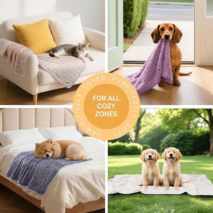 Luciphia 1 Pack 6 Dog Blankets Cat Soft Fluffy Fleece Pet Blanket Warm Cute Print Design Puppy Kitten Doggy Dot Medium(30"x20")