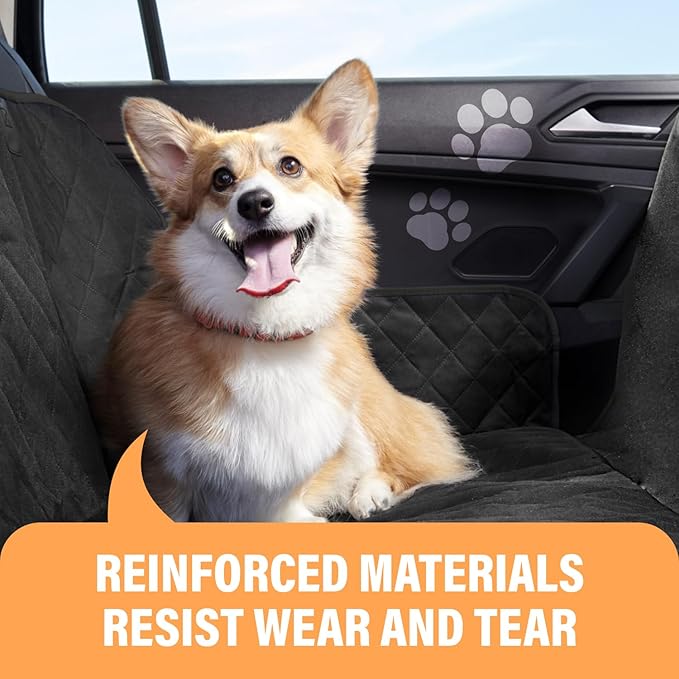 Active Pets Black XL Dog Car Hammock Back Seat Cover, Waterproof Backseat Cover Protector for Truck Bench Rear of Sedans or SUVs, Essential Pet Supplies Vacuum or Wipe Clean, Machine Washable