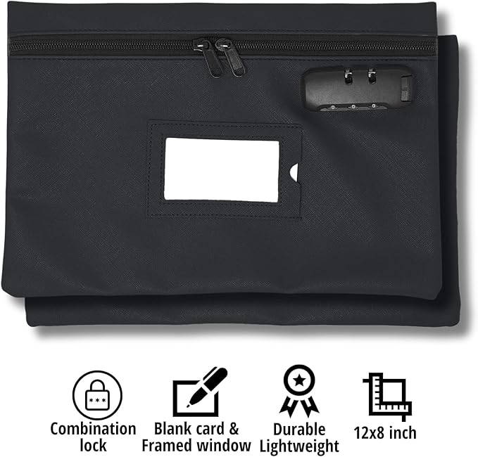 GIDABRAND Medicine Bag with Lock | 12x8 Inch Med Bag | Medication Bag for Traveling | Small Medication Travel Bag | Kids Medicine Bag | Pills Locking Zipper Pouch Storage Case Organizer (Black)