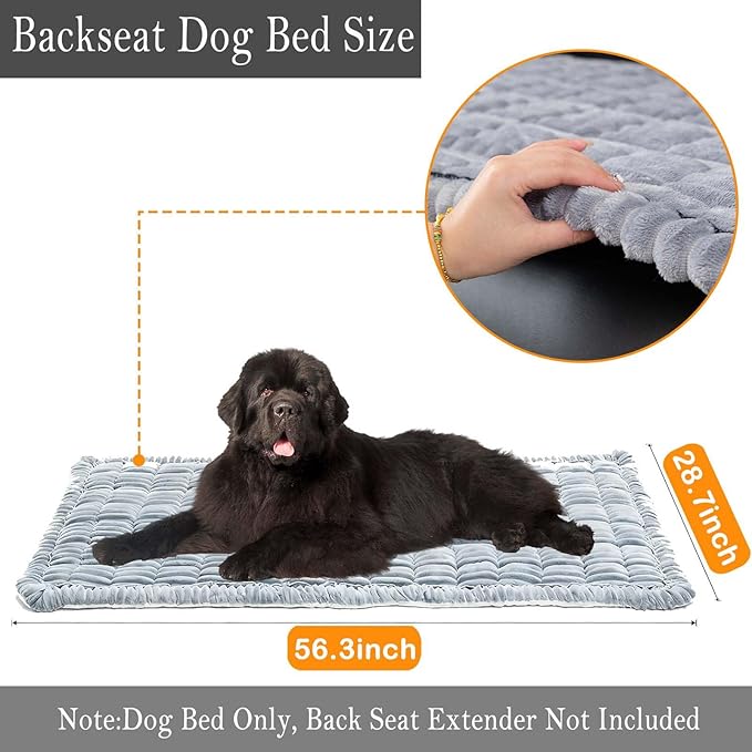 HYuMCCyhT Backseat Pet Bed Mat Dog Bed for Car Deluxe Dog Seat Covers Non-Slip Travel Pet Mat Fit for Backseat Extenders Car Seat Protector (Black, for Truck/Large SUVs（56.3"x28.7")