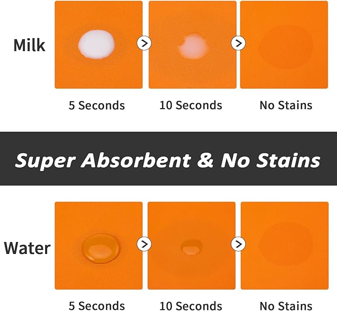 HotLive Dog Food Mat - Absorbent Cat Mat for Food and Water, No Stains Pet Feeding Bowl Mat, Easy to Clean Pet Placemats, Quick Dry Dog Water Dispenser Mat for Messy Drinkers | Orange 16"x 24"
