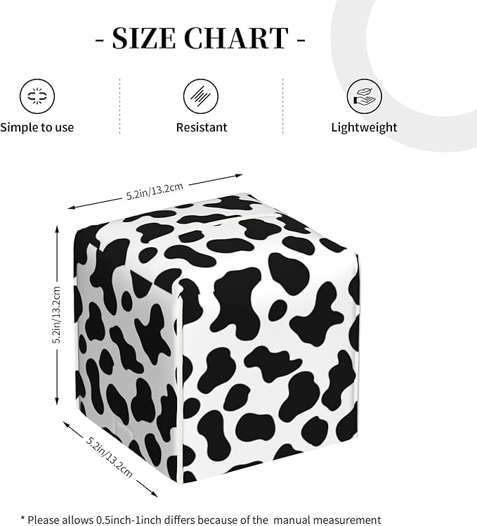 POIUBLE Cow Print Tissue Box Cover Leather Tissue Box Holder Square Facial Paper Organizer Dispenser for Bathroom Kitchen Bedroom Vanity Countertop Night Stands