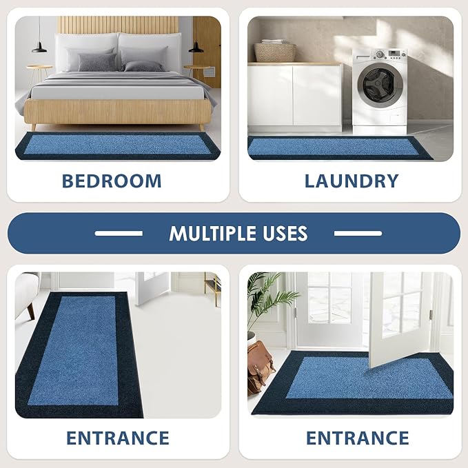 DOMUSTEX Machine Washable Throw Rug 24" x 36", Non Slip Kitchen Mat for Floor, Absorbent Entryway Rug for Kitchen, Bathroom, Door