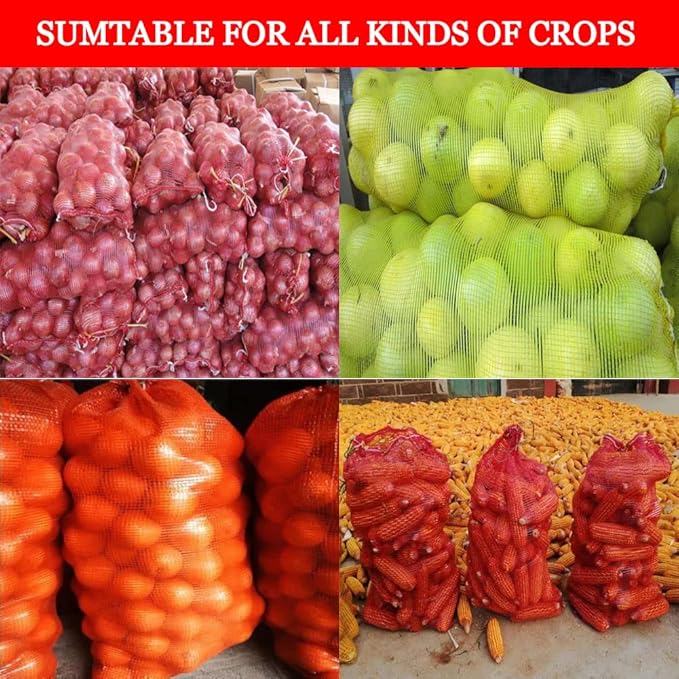 40Pcs Extra Large Mesh Produce Bags, Mesh Onion Bags 35.3" x 23.5" Reusable Drawstring Fresh Produce Storage Bags for Citrus Potato Onion Vegetable Storage Bags Sacks Holds up to 60 lbs (Orange, 10)