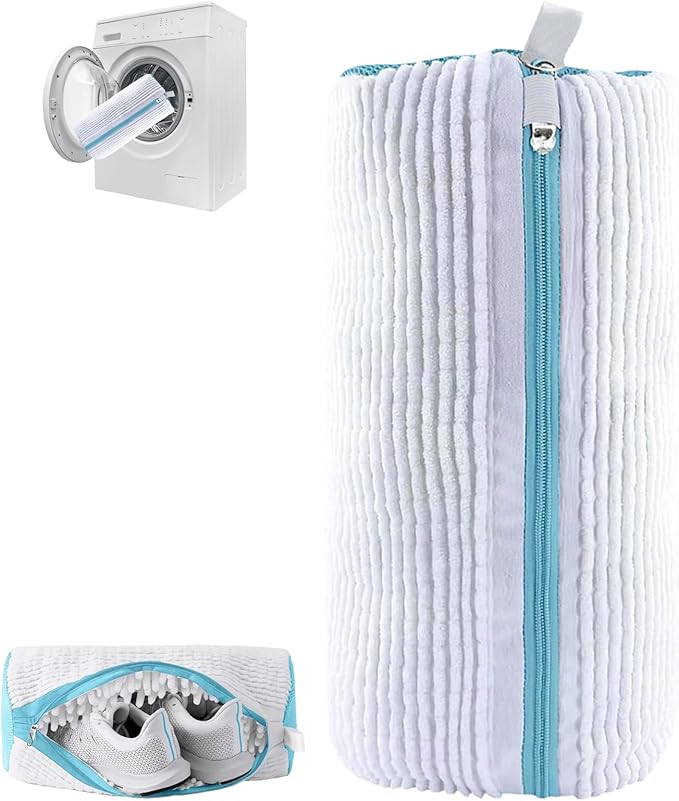 Shoe Washing Bag for Washing Machine,Fluffy Fibers Keep 360° Wrap-around Cleaning for All Types Shoe And Sizes,Laundry Shoe Bag for Washer and Dryer, Reusable Shoe Cleaning Bag for Sneaker