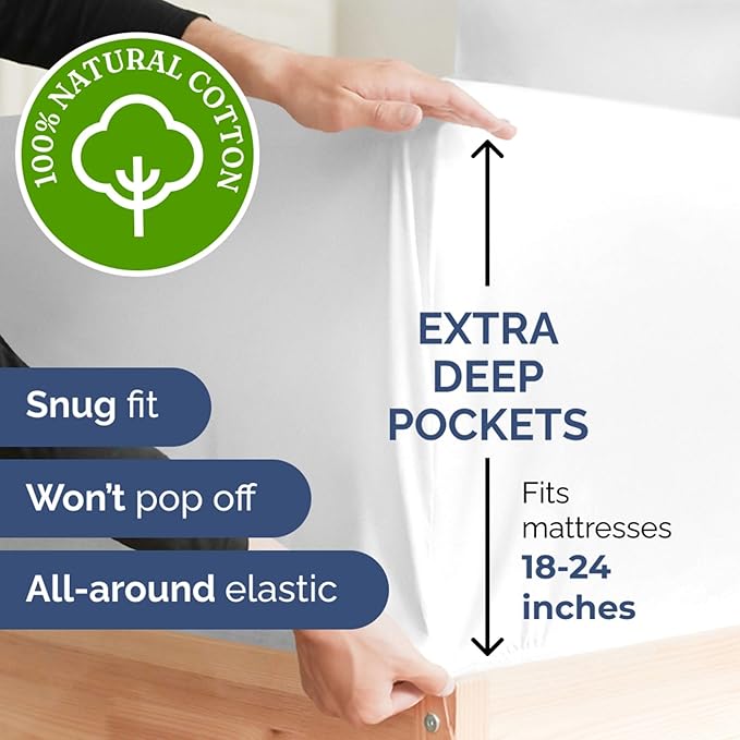 Extra Deep Pockets 400 Thread Count 100% Cotton 4 Piece King Size Bedding Sheet Set - Breathable & Cooling - Hotel Luxury Bed Sheets Set - Extra Soft, Wrinkle Free And Comfy White Bedding Sheets Set