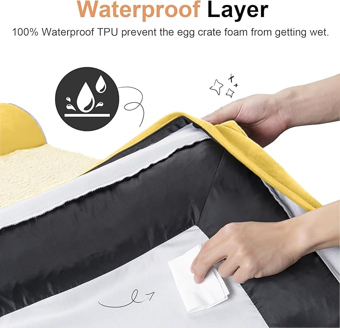 Large Dog Bed Orthopedic Washable: Beds Bolster XL Bed Medium Large Dogs Egg Crate Foam Couch Sofa Waterproof with Removable Cover - Ginger