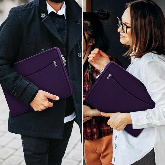 Laptop Case 14 inch, Shockproof Protective Laptop Cover Briefcase Carrying Computer Bag with Accessory Pocket Portable Computer Sleeve for 14" MacBook, HP, Dell, Lenovo, Acer, Dark Purple