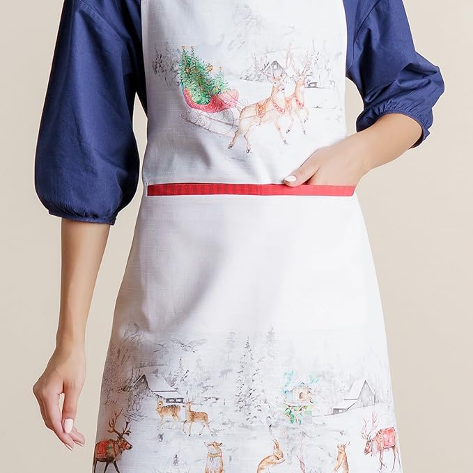 Maison d' Hermine 100% Cotton Apron for women with Pocket Kitchen Chef Apron for Men Cooking Gardening Server Waitress