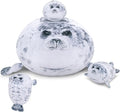 Achwishap 19.6” Seal Stuffed Animal Mommy with 3 Seal Baby Plush Toy,4pcs Seal Plush Pillow,Cute Plushie Seals Hugging Pillow Cuddle Plushie for Kids Girls Boys Birthday Gifts(Seals Family)