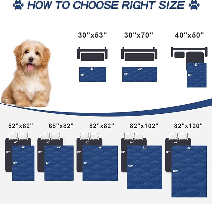 Smiry Waterproof Dog Bed Cover Blanket 82x120, Soft Reversible Pet Blanket, Washable Leakproof Cats Dogs Couch Cover for Sofa, Couch, Furniture, Lattice, Navy/Blue