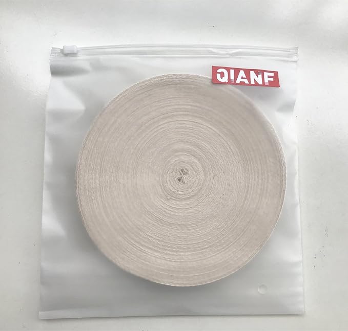 QIANF Twill Tape Ribbon 100% Cotton Natural Color 1/2 Inch Wide 50 Yard Roll Herringbone Tape(1/2 Inch-50Yard, Off-White)