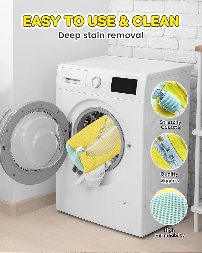 Shoe Washing Machine Bag: Shoe Bag for Washing Machine - Reusable Shoe Cleaning Bag for Sneaker Tennis Shoes Unstain Cleaner Kit(Yellow 1 Pcs)
