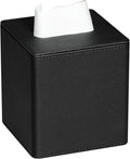 MEIBOOCH PU Leather Tissue Box Cover Square Tissue Box Holder with Magnetic Closure (Black)