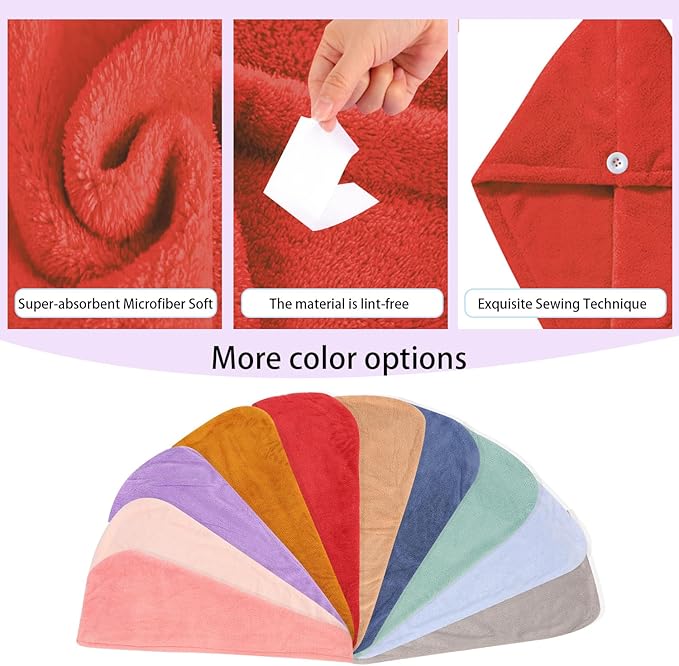 AGKXHDEC 3 Packs Single Layer Microfiber Hair Turbans - Drying Wrap for Women (Light Green,Red,Dark Blue)