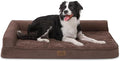 COZY KISS Orthopedic Dog Bed for Large Size Dog, XL Dogs Crate Bed, L Shaped Foam Anti-Slip Bottom Pet Cat Sofa with Washable Removable Cover, Suitable for Pet Up to 100 lbs, 42x30x7.5 inch, Brown