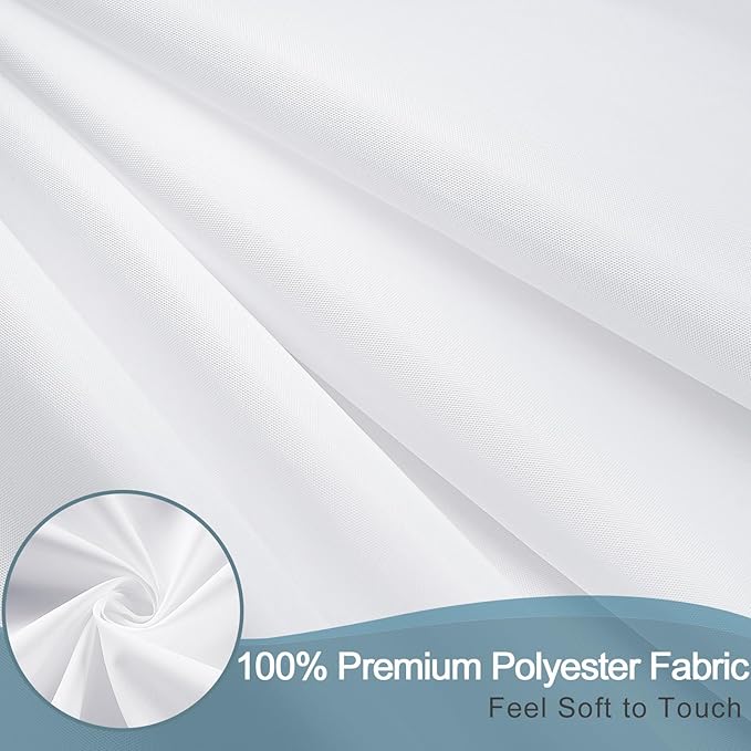 AooHome Extra Long Shower Curtain Liner, Fabric Shower Curtain with Hooks for Hotel, Waterproof, 72 Width x 84 Height Inch, White