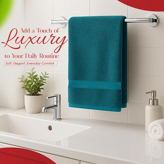 RIVERSIDE 6 Pack Premium Hand Towels Set, 16x28 inches, 100% Ring Spun Cotton, 600 GSM, Soft, Quick Dry and Highly Absorbent, Towels for Bathroom, Kitchen, Gym, Spa - Teal