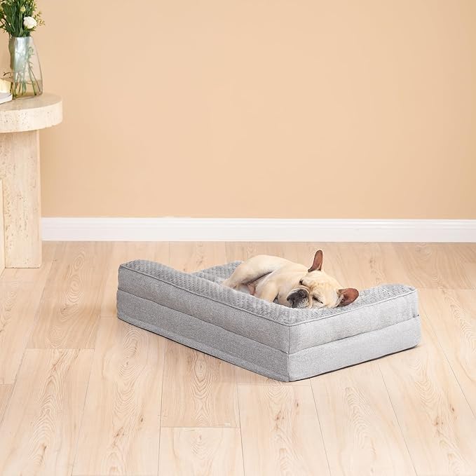 EHEYCIGA Orthopedic Dog Bed Medium Size Dogs, Memory Foam Dog Bed with Washable Removable Cover, Waterproof Pet Sofa Couch for Crate with Nonskid Bottom, 30x20x6, Grey