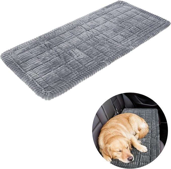 DORMIYA Backseat Dog Blanket for Car, Non-Slip Dog Bed Car Seat Protector, Soft & Cozy Dogs Blanket, Gray Machine Washable Travel Pet Mat for Cars, 24.4 x 53.9 in