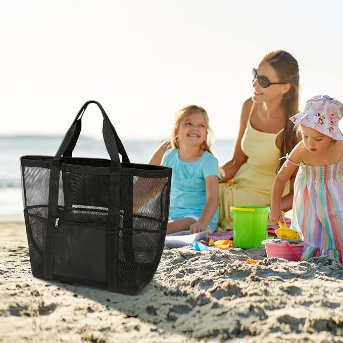 F-color Mesh Beach Bag Family - Large Tote Bag for Cruise Pool Toys Beach Vacation Essentials