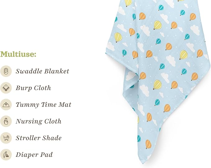 Stellar Kiddos Muslin Swaddle Blankets, Soft Breathable Cozy Baby Blankets for Newborn Boys and Girls, 47” X 47“, 2 Pack Receiving Swaddles, 70% Viscose from Bamboo 30% Cotton (Little Explorers)