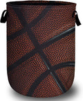 Basketball Texture Laundry Basket, Sport Ball Laundry Hamper Collapsible Oxford Cloth with Handle Clothes Toy Storage Bin for Bathroom Laundry Room Bedroom 15.7 X 20 Inch