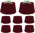 sancua 120 Inch Round Tablecloth, 8 Pack Burgundy - Circle Polyester Fabric Table Cloth for Chiristmas Party Reception Banquet Birthday, Washable Formal Table Cover (Fit 48-96 Inch Tables)