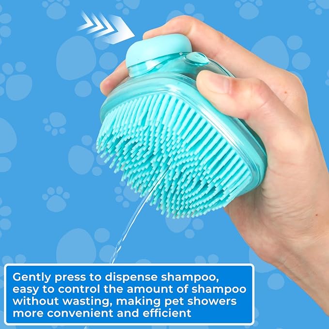 IDQQUQQ 2PCS Dog Washing Gloves and Dog Shampoo Brush, Dog Bath Brush That can add Dog Shampoo, Dog Bath Supplies Dog and Cat Bath Set