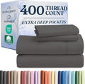 Extra Deep Pockets 400 Thread Count 100% Cotton 4 Piece King Size Bedding Sheet Set - Breathable & Cooling - Hotel Luxury Bed Sheets Set - Extra Soft, Wrinkle Free & Comfy Dark grey Bedding Sheet Set