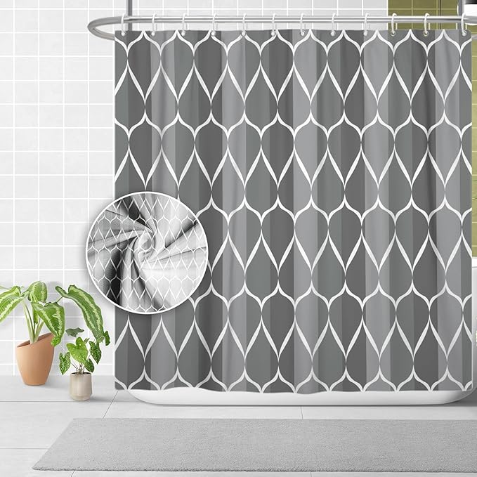 MCCKTIU Gray Modern Bathroom Shower Curtain - Waterproof Fabric, Machine Washable - 72 x 72 Inches