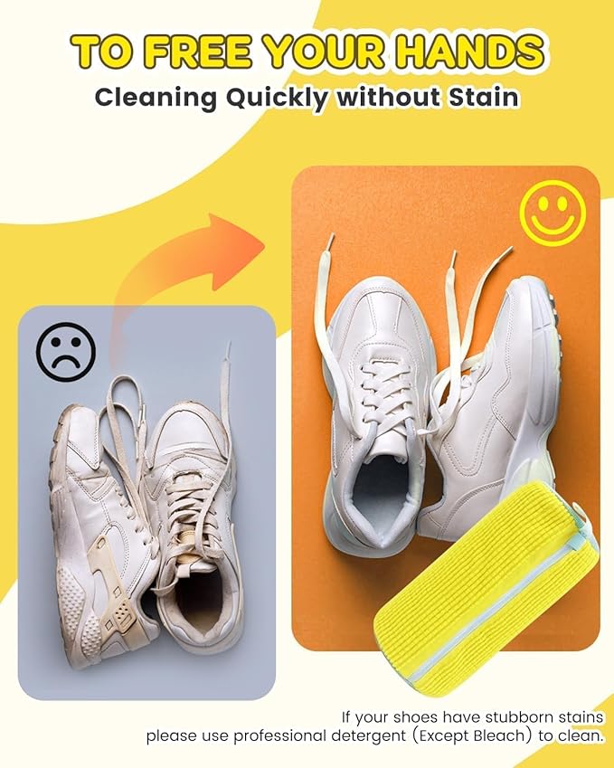 Shoe Washing Machine Bag: Shoe Bag for Washing Machine - Reusable Shoe Cleaning Bag for Sneaker Tennis Shoes Unstain Cleaner Kit(Yellow 1 Pcs)