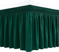 Biscaynebay Wrap Around Bed Skirts for Full & Full XL Beds 15" Drop, Christmas Hunter Green Adjustable Elastic Dust Ruffles Easy Fit Wrinkle & Fade Resistant Silky Luxurious Fabric Machine Washable