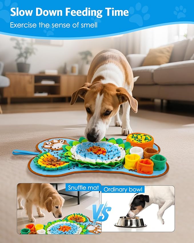 AMIR Snuffle Mat for Dogs, Sniff Mat Slow Feeding, Dog Snuffle Mat Encourages Natural Foraging Skills, Slow Eating, Help Stress Relief and Training